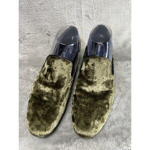 Giorgio Brutini Mens Size 7 Shoes Green Crushed Velvet Comfort Event Loafers